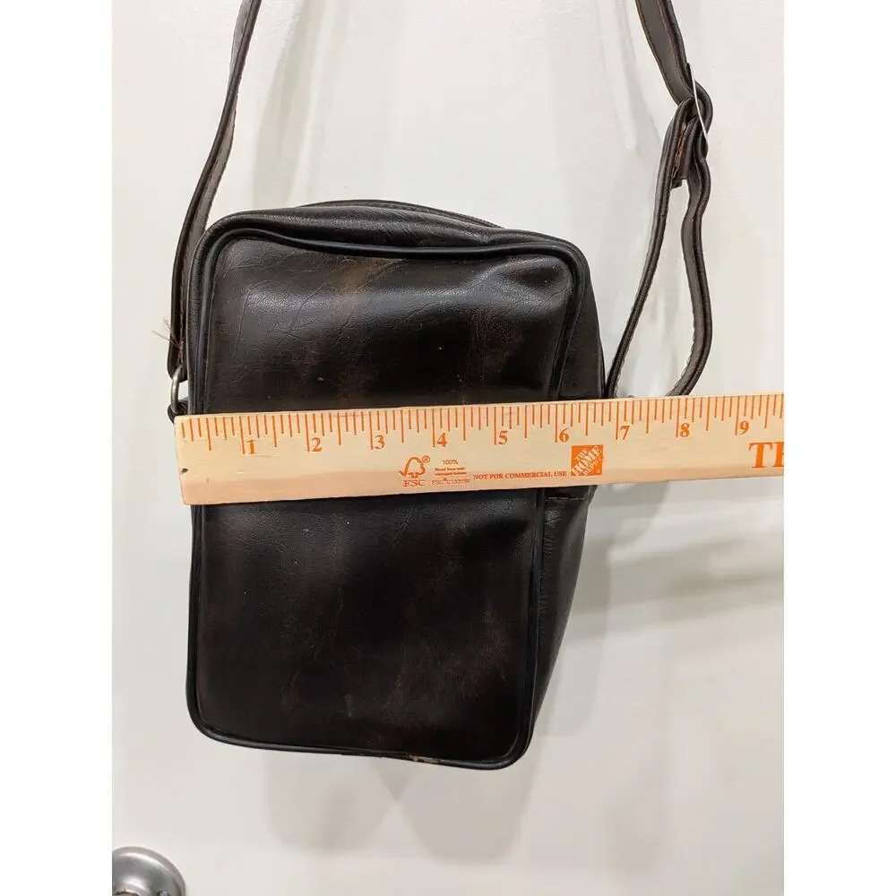 Vintage Camera Bag Dark Brown Faux Leather Padded Tech/Travel/Accessory/Gear